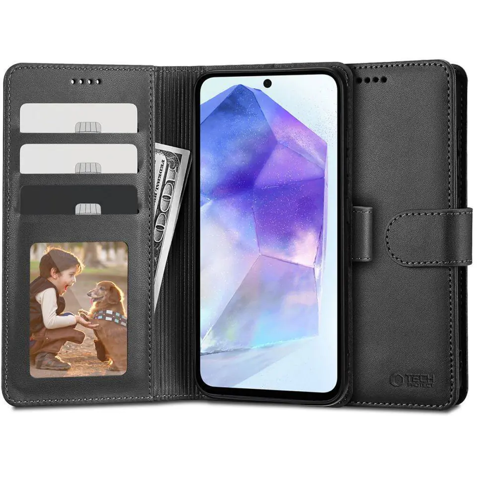 ⁨Etui SAMSUNG GALAXY A55 5G Tech-Protect Wallet czarne⁩ w sklepie Wasserman.eu