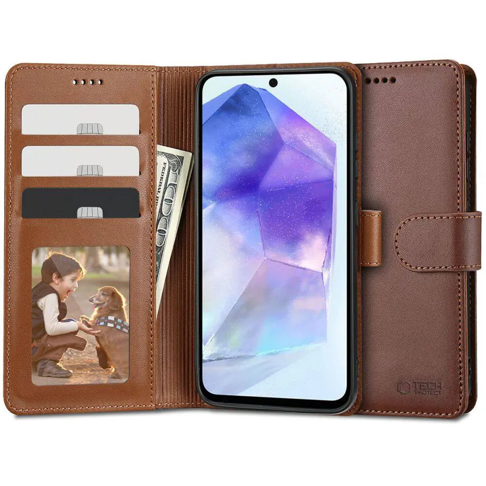 ⁨Etui SAMSUNG GALAXY A55 5G Tech-Protect Wallet brązowe⁩ w sklepie Wasserman.eu