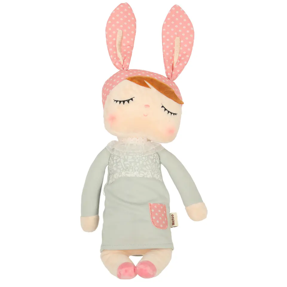 ⁨Lalka szmaciana METOO przytulanka miękka dziewczynka w sukience z różowymi uszami króliczka 34cm⁩ w sklepie Wasserman.eu