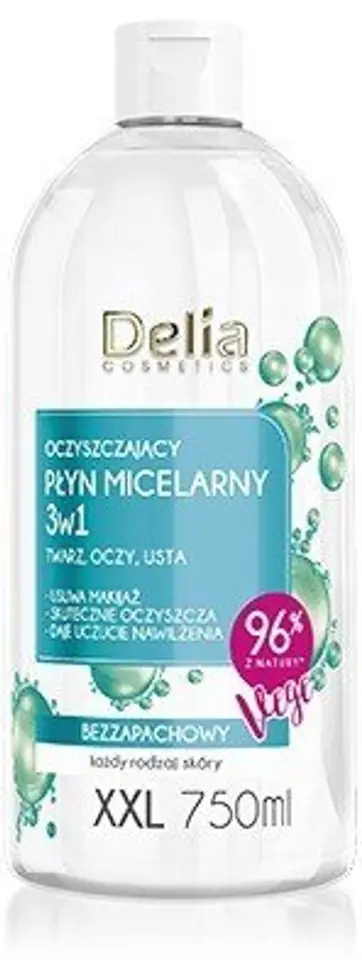 ⁨DELIA COSMETICS Oczyszczający Płyn micelarny 3w1 XXL 750ml⁩ w sklepie Wasserman.eu