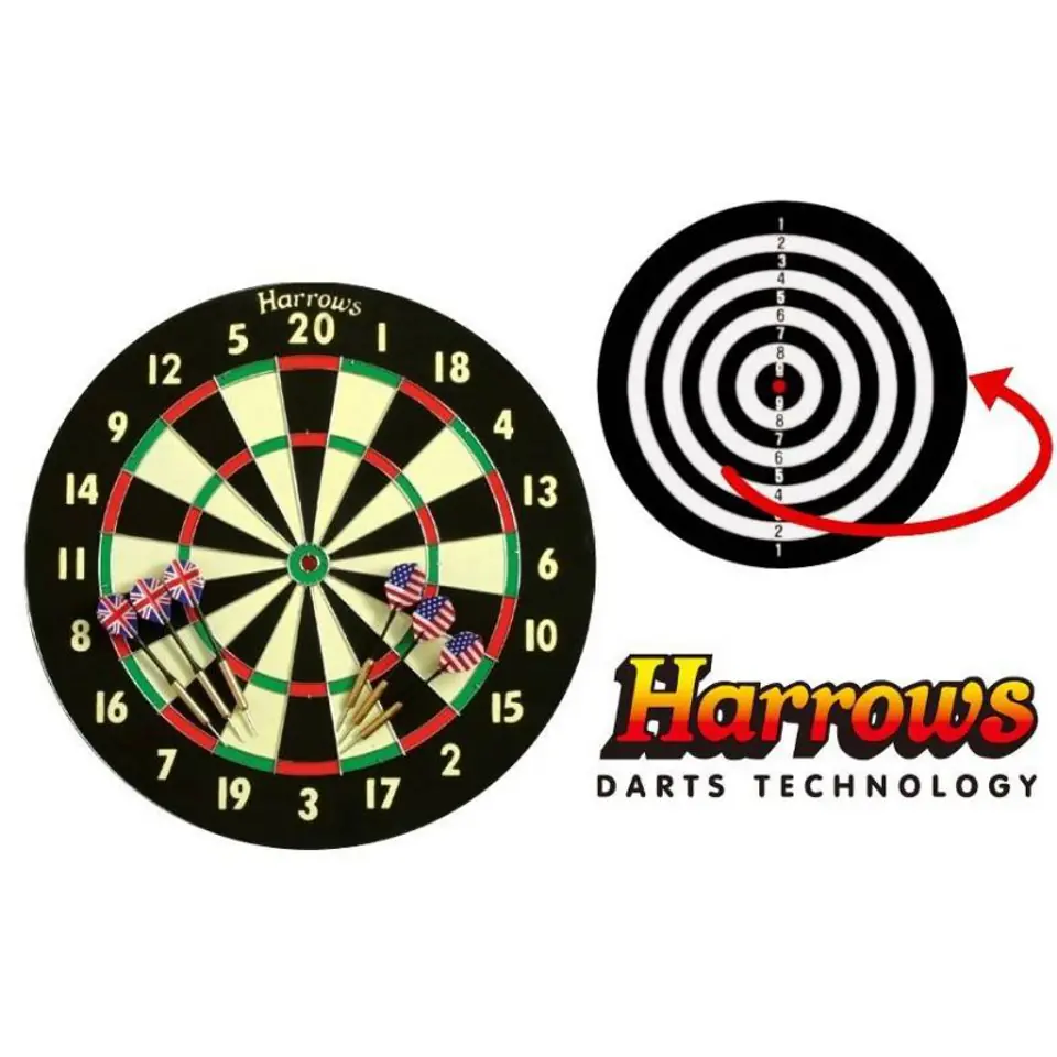 ⁨Tarcza Harrows Champion Family Paper Dart Game dwustronna (kolor Czarny)⁩ w sklepie Wasserman.eu