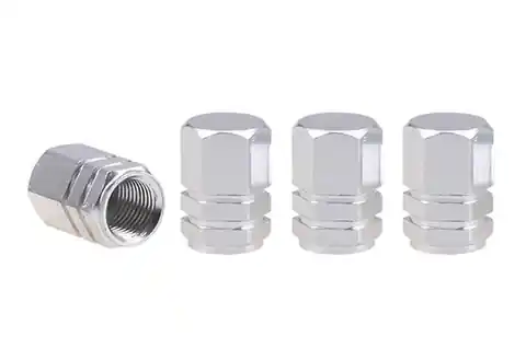 ⁨Aluminiowe nakrętki na wentyle kapturki srebrne 4 szt amio-02236⁩ w sklepie Wasserman.eu
