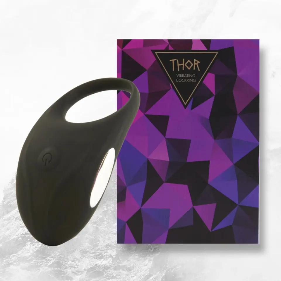 ⁨FeelzToys Thor Black - pierścień wibrujący, silikonowy, ładowany USB⁩ w sklepie Wasserman.eu