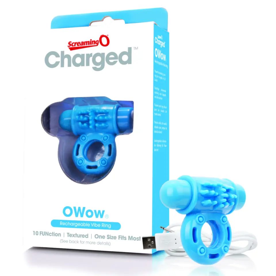 ⁨The Screaming O Charged OWow Blue - pierścień wibracyjny, ładowalny, 10 trybow⁩ w sklepie Wasserman.eu