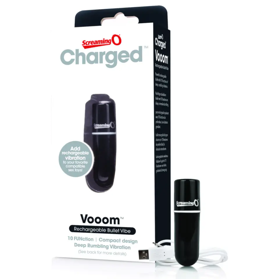The Screaming O Charged Vooom Black - kompaktowy stymulator 10 trybow USB w sklepie Wasserman.eu