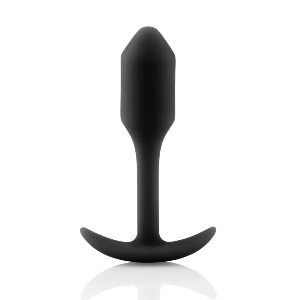 ⁨b-Vibe Snug Plug 1 czarny - silikonowy model z wagą 54g, rozmiar S⁩ w sklepie Wasserman.eu