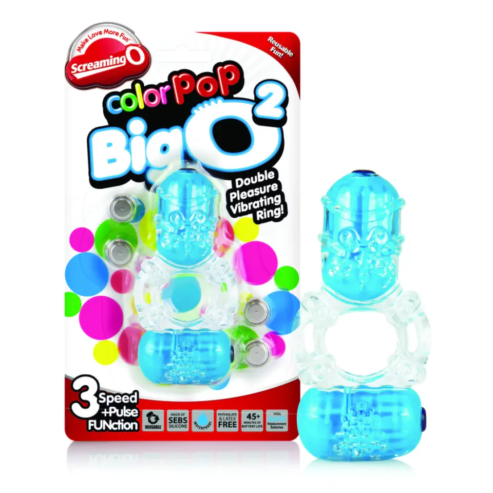 ⁨The Screaming O Color Pop Big O2 Niebieski - Pierścień wibrujący, podwojny silnik⁩ w sklepie Wasserman.eu