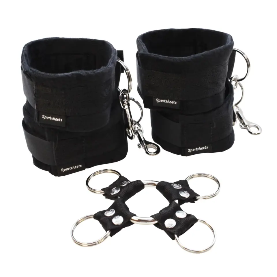 ⁨Sportsheets Hog Tie & Cuff Set - Zestaw do pozycji kołyskowej, regulowany⁩ w sklepie Wasserman.eu