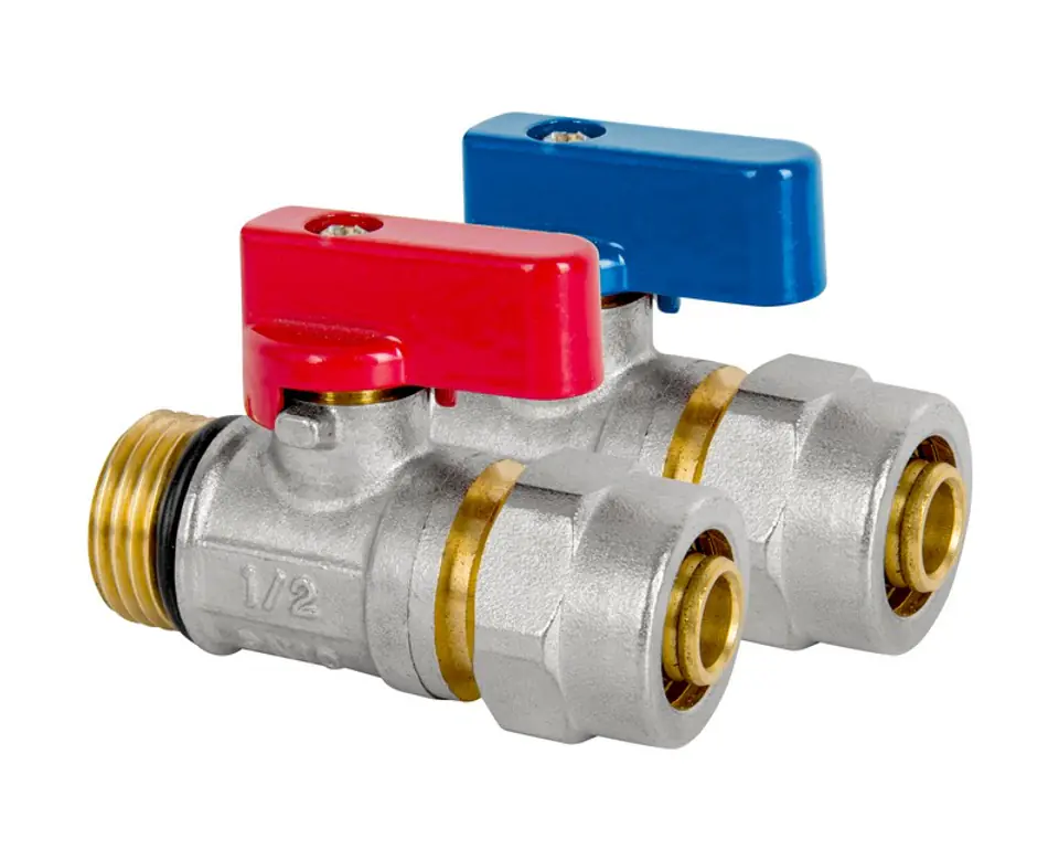 ⁨PEX MINI BALL VALVE WITH GLAND 1/2*16 COLD WATER⁩ at Wasserman.eu