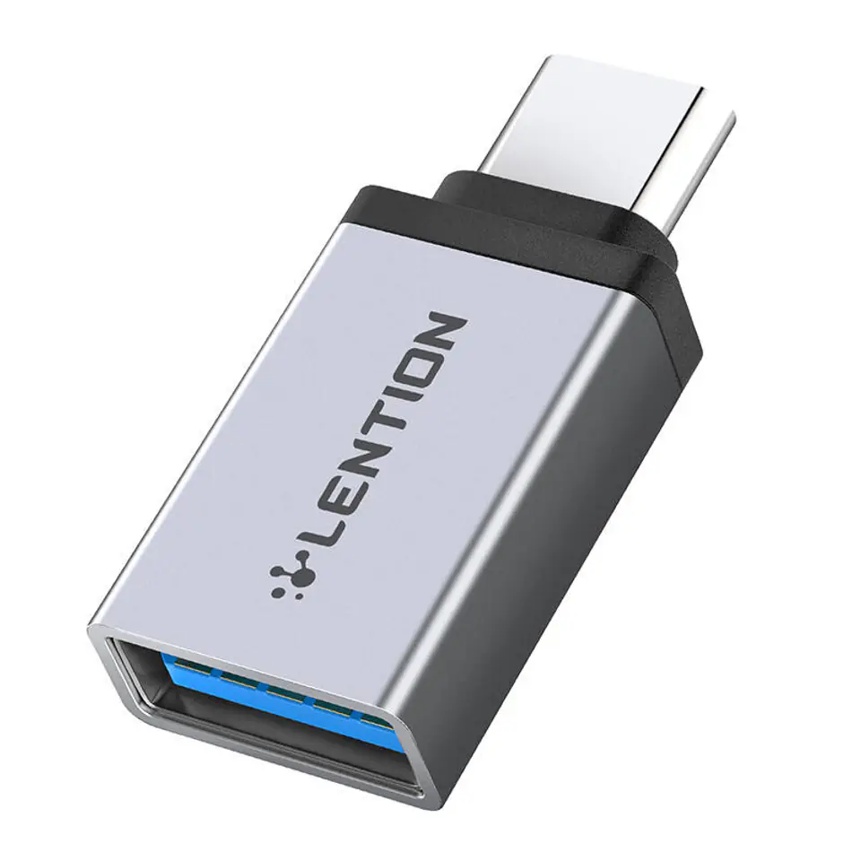 ⁨Adapter Lention USB-C do USB 3.0 (srebrny)⁩ w sklepie Wasserman.eu