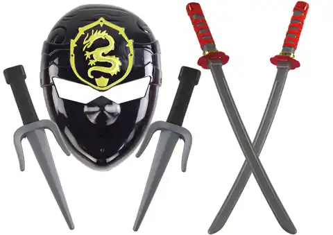 ⁨Zestaw Wojownika Ninja Maska Miecze Sztylety Czerwone Zdobienia⁩ w sklepie Wasserman.eu