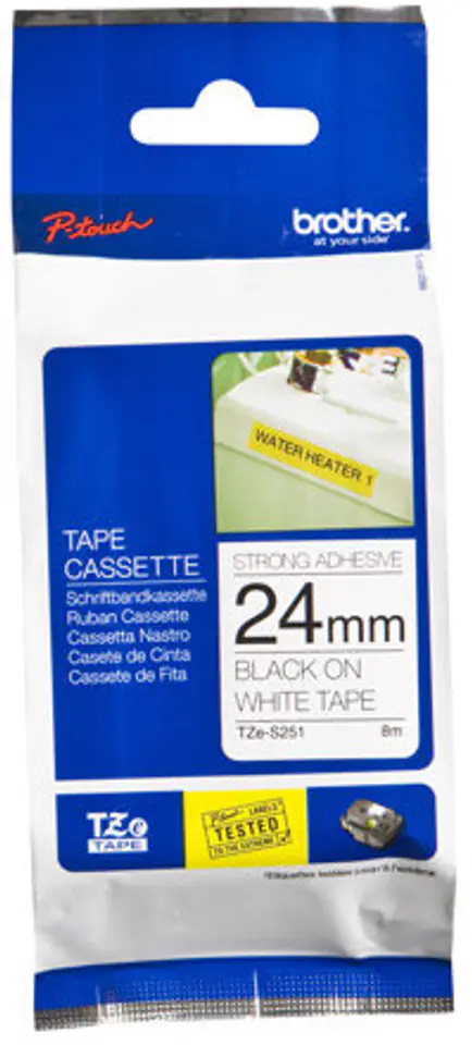 ⁨BROTHER Tape Laminated Black TZe-S251⁩ at Wasserman.eu