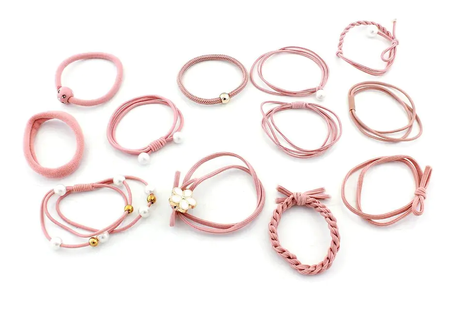AG264E Zestaw gumek do włosów 12szt pink w sklepie Wasserman.eu
