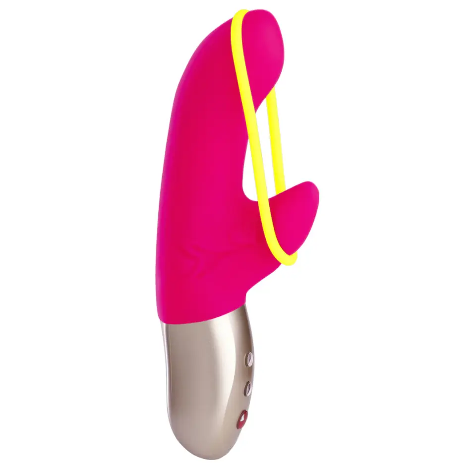 Fun Factory Amorino Pink & Neon Yellow - model z silikonową opaską, 17 cm w sklepie Wasserman.eu