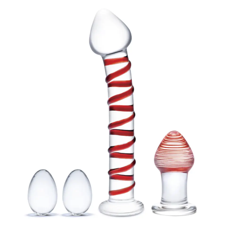 ⁨Glas Mr. Swirly Set - Szklany zestaw: spiralny model, plug i kulki⁩ w sklepie Wasserman.eu