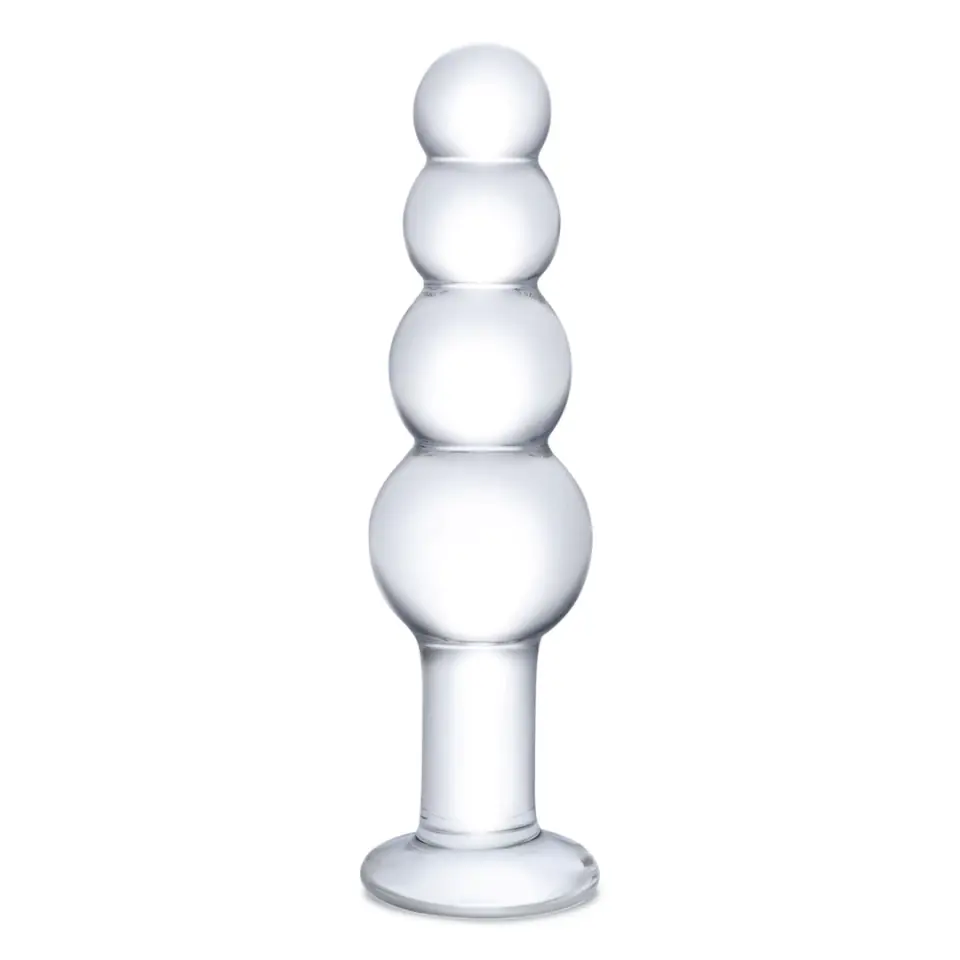 ⁨Glas Beaded model 18 cm - szklana sonda z koralikami, przezroczysta⁩ w sklepie Wasserman.eu