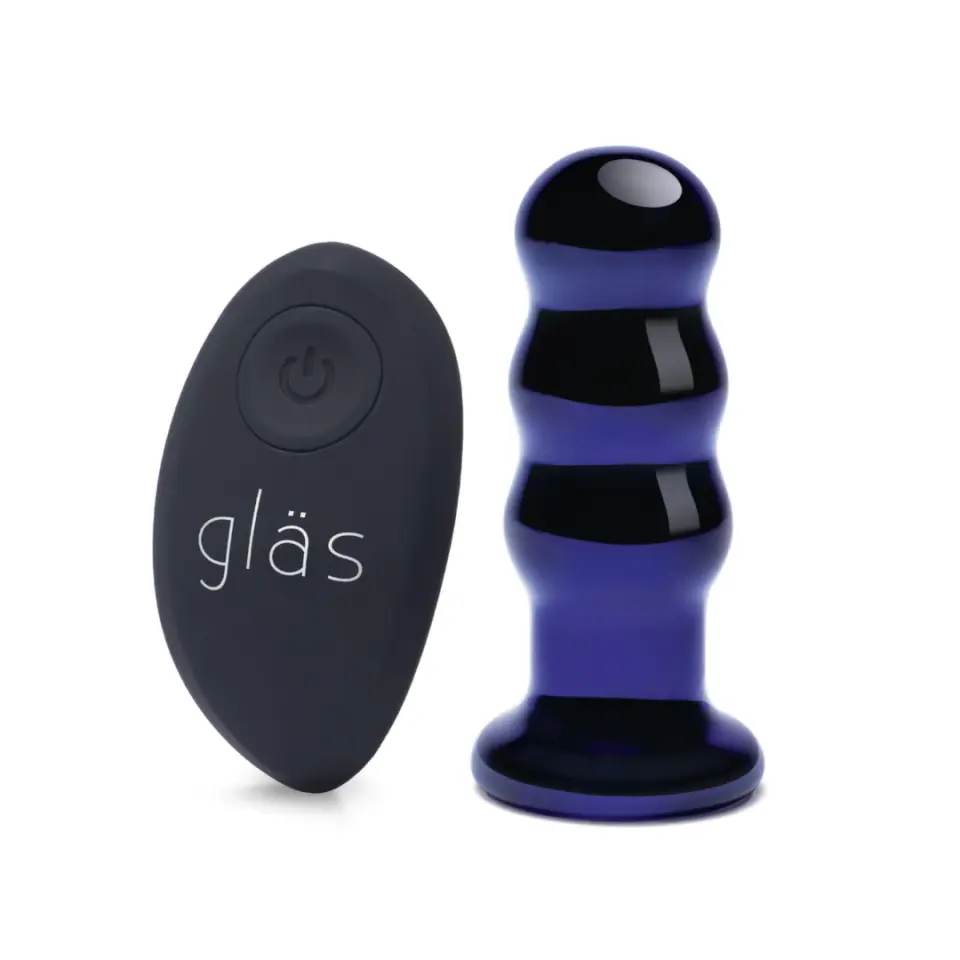 ⁨Glas Beaded Plug Szklany z Wibracjami i Pilotem 9 cm USB⁩ w sklepie Wasserman.eu