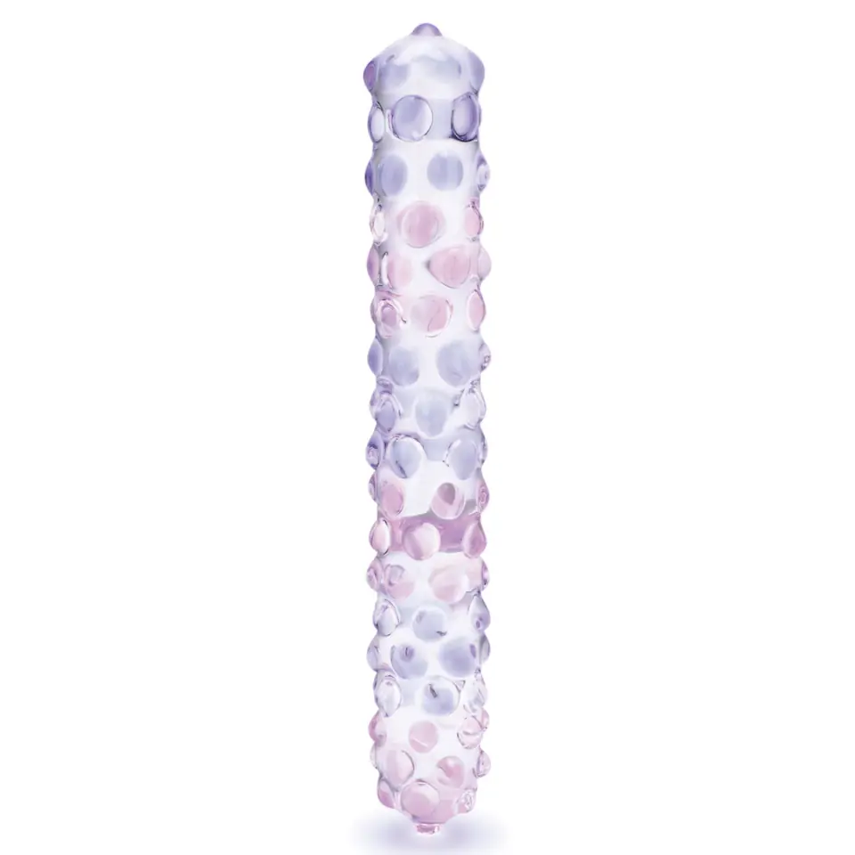 Glas Purple Rose Nubby 23 cm - szklany model spiralny z wypustkami w sklepie Wasserman.eu