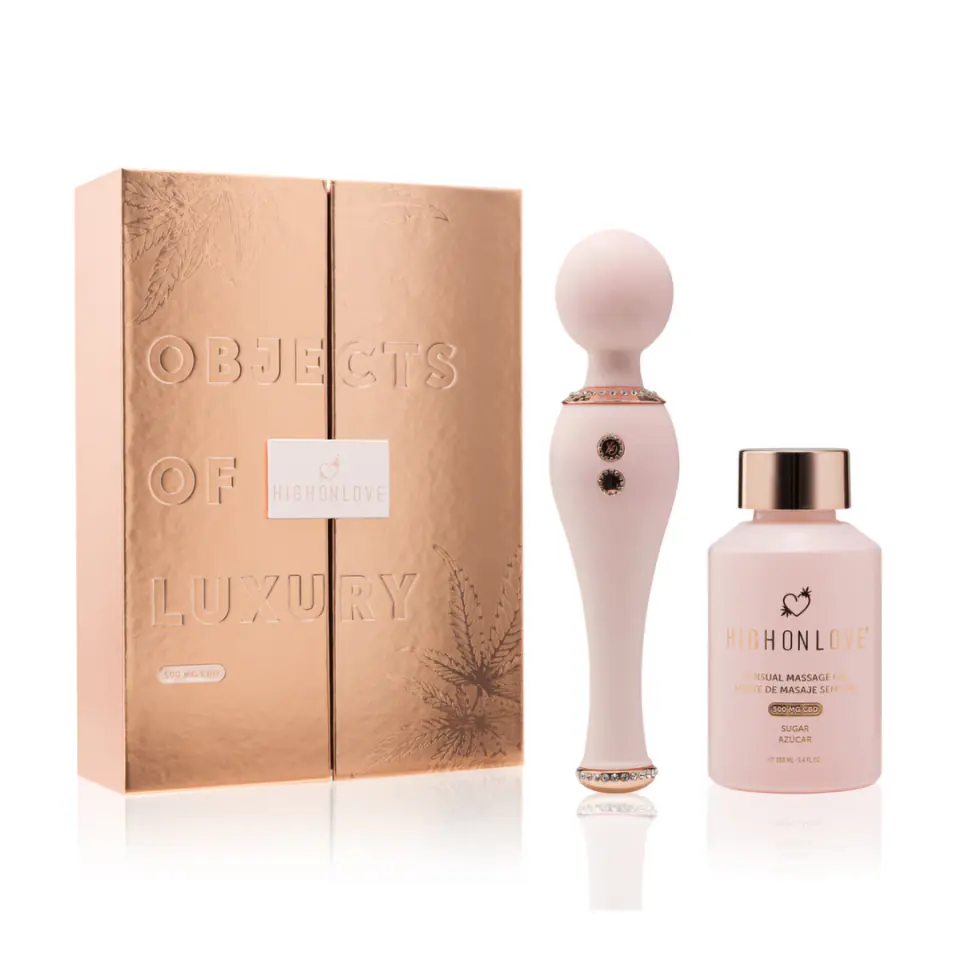 ⁨HighOnLove Objects of Luxury Gift Set CBD - Zestaw Prezentowy z Olejkiem i Masażerem⁩ w sklepie Wasserman.eu