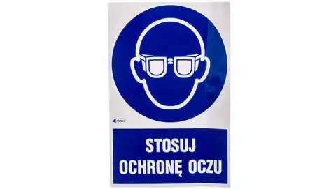 ⁨Samoprzylepna tabliczka ostrzegawcza /Stosuj ochronę oczu z podpisem/ IM/004/1/C1/F⁩ w sklepie Wasserman.eu