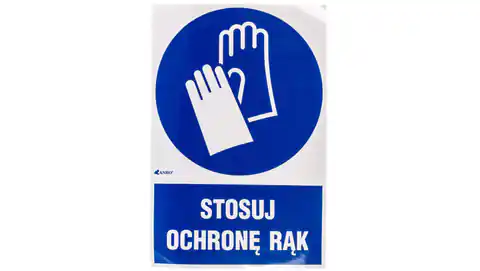 ⁨Samoprzylepna tabliczka ostrzegawcza /Stosuj ochronę rąk z podpisem/ IM/009/1/C1/F⁩ w sklepie Wasserman.eu