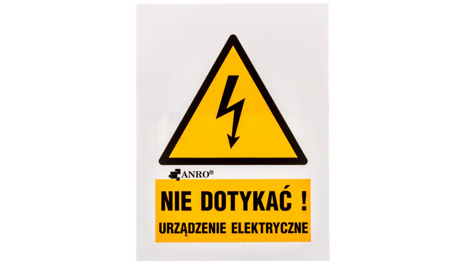 ⁨Samoprzylepna tabliczka ostrzegawcza /Nie dotykać urządzenie elektryczne 52x74/ 1EOA/Q1/F⁩ w sklepie Wasserman.eu