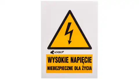 ⁨Samoprzylepna tabliczka ostrzegawcza /WYSOKIE NAPIĘCIE NIEBEZPIECZNE DLA ŻYCIA 52X74/ 3EOA/Q1/F⁩ w sklepie Wasserman.eu