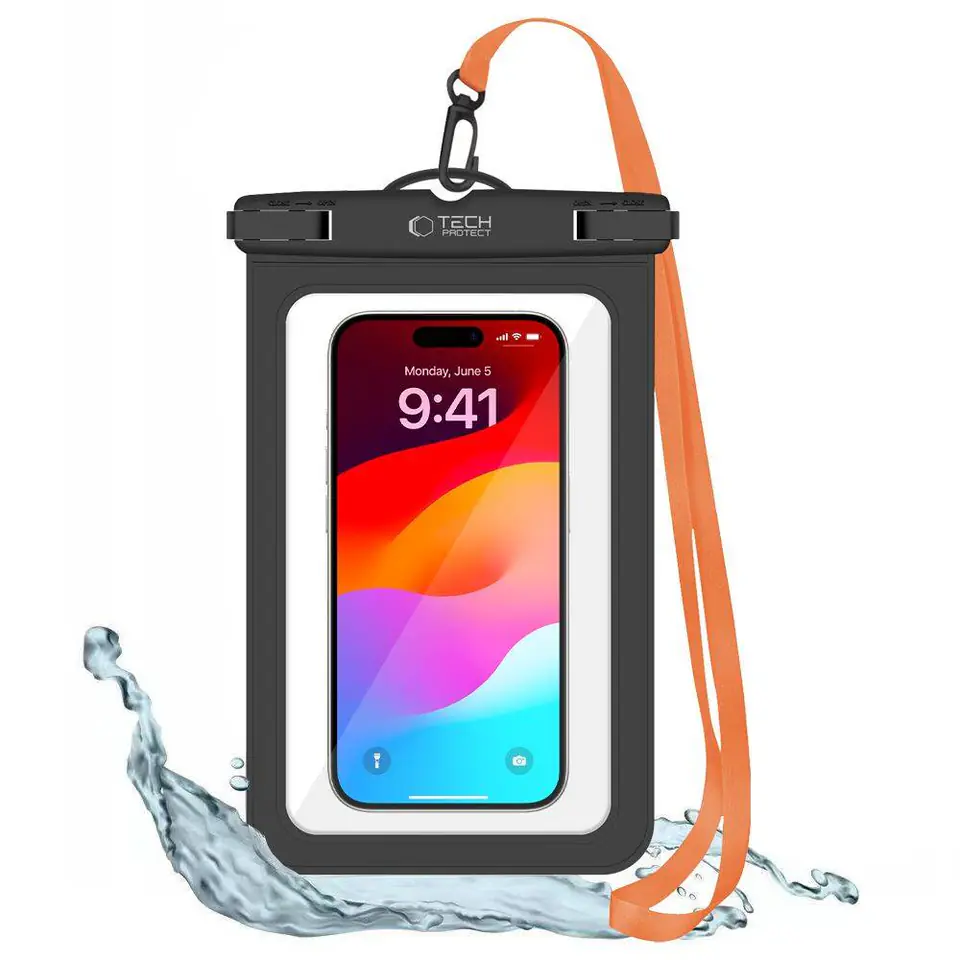 ⁨Etui Tech-Protect Universal Waterproof Case UWC9 8.9" pomarańczowo - czarne⁩ w sklepie Wasserman.eu