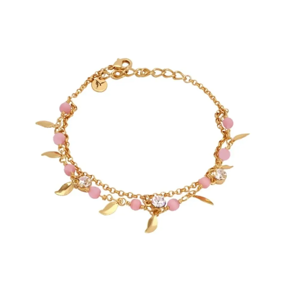 ⁨Bransoletka listki różowe koraliki (B21/TEN/03AU)⁩ w sklepie Wasserman.eu
