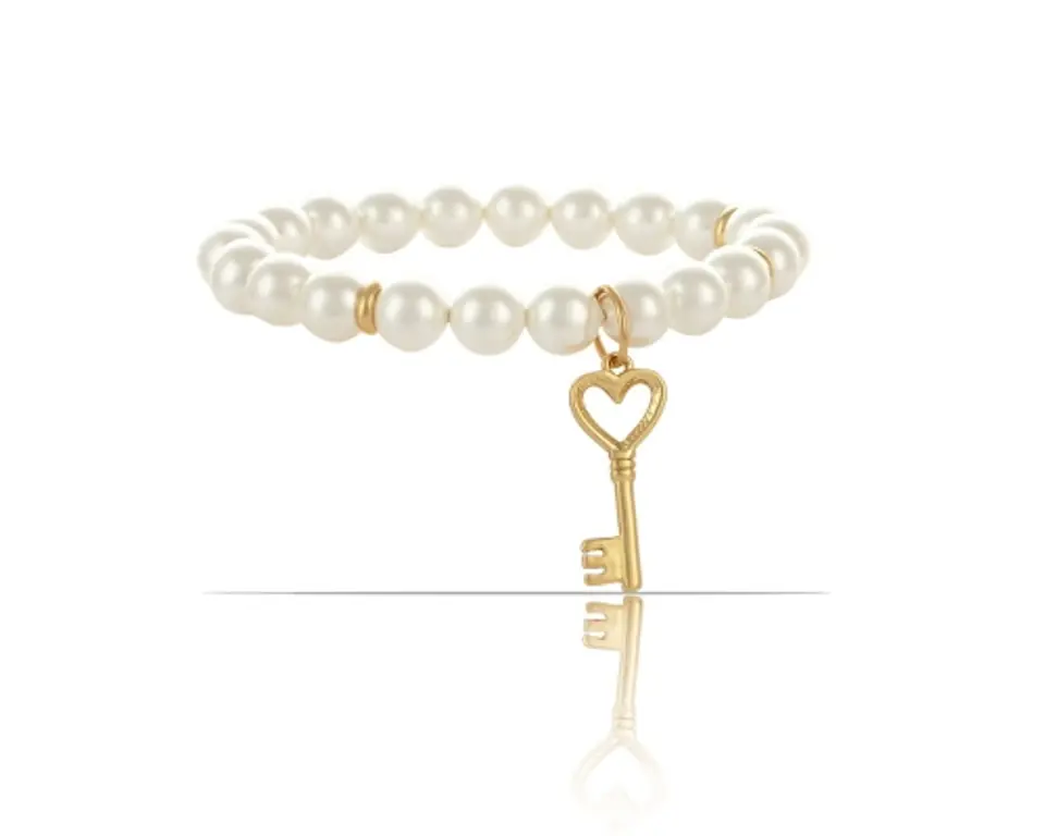 ⁨Bransoletka z perełek z kluczykiem (B23/KOR/195AU)⁩ w sklepie Wasserman.eu