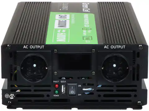 ⁨Green Cell Przetwornica napicia PowerInverter LCD 24 V 3000W/60000W Przetwornica samochodowa z wywietlaczem - czysty sinus power adapter/inverter Auto Black⁩ at Wasserman.eu