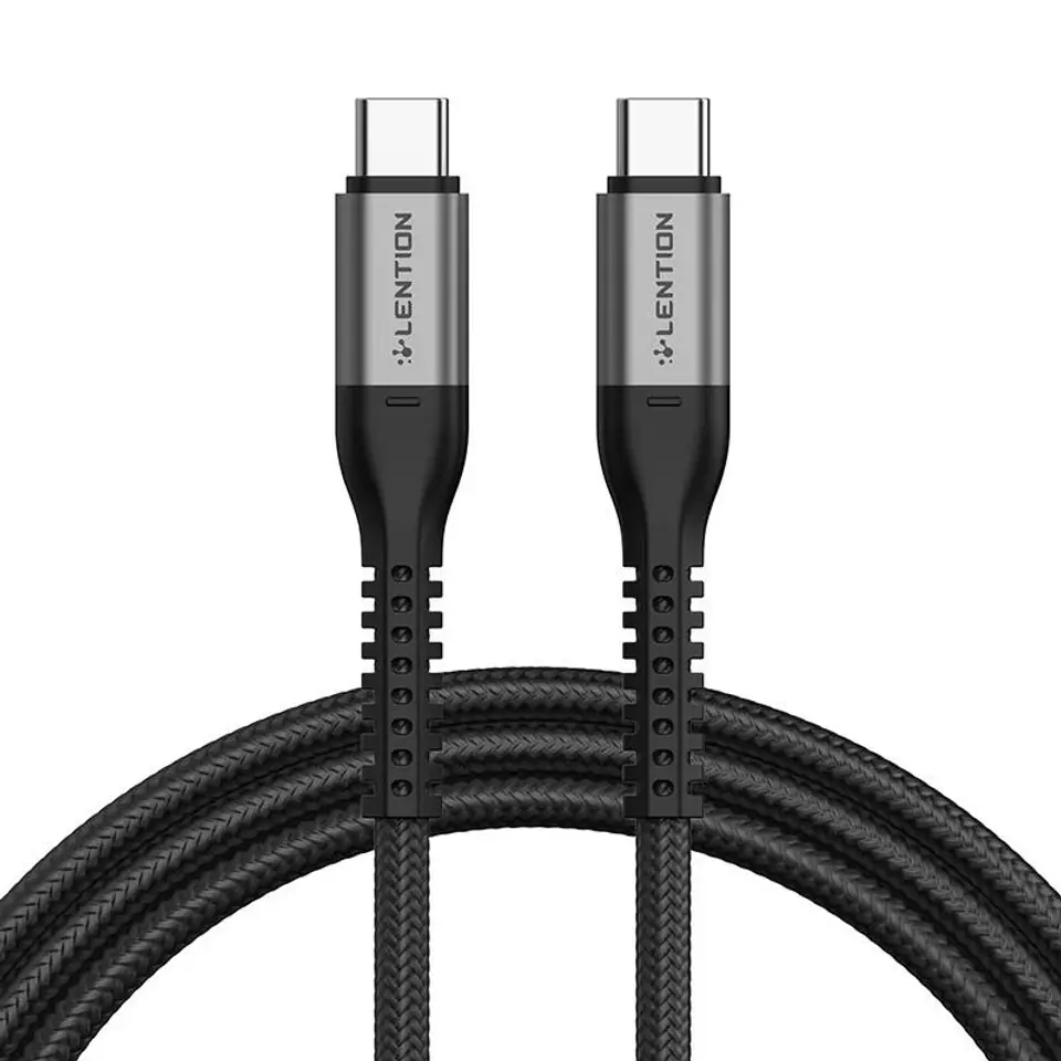 ⁨Kabel szybko ładujący USB-C do USB-C Lention CB-CCT 60W, 5A/20V, 480Mbps, 2m (czarny)⁩ w sklepie Wasserman.eu