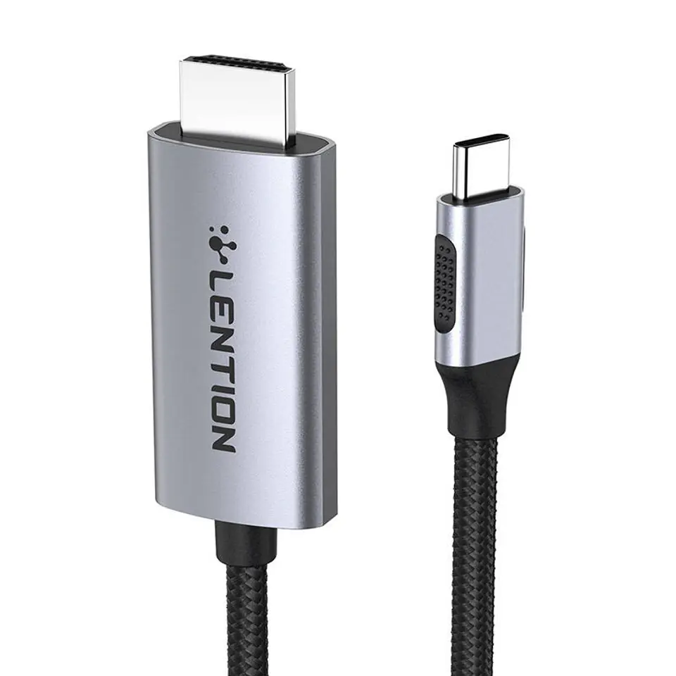 ⁨Kabel USB-C do HDMI 2.0 Lention CU707, 1Gbps, 4K60Hz, 3m (szary)⁩ w sklepie Wasserman.eu