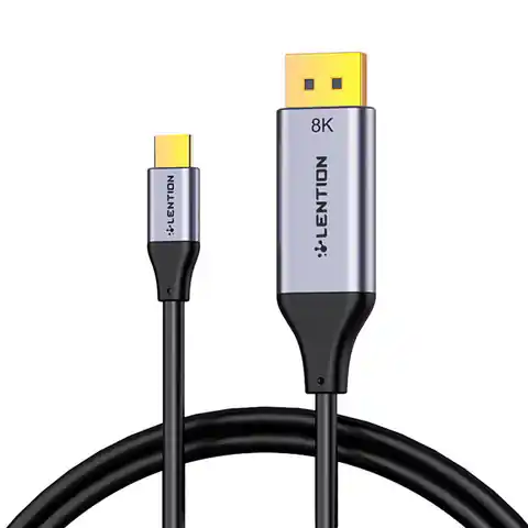 ⁨Kabel USB-C do DisplayPort Lention CU808D, 8K60Hz, 1.7m (czarny)⁩ w sklepie Wasserman.eu
