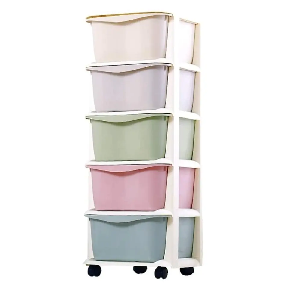 ⁨Plastikowy regał na kółkach szafka szuflady szafa 97 x 38 x 37 cm PO10⁩ w sklepie Wasserman.eu