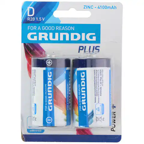 ⁨Grundig - Bateria cynkowa D / R20 1.5V 4100mah 2 szt.⁩ w sklepie Wasserman.eu