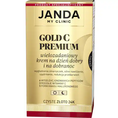 ⁨JANDA MY CLINIC Gold C Premium Wielozadaniowy Krem na dzień dobry i na dobranoc - czyste złoto 24K 50ml⁩ w sklepie Wasserman.eu