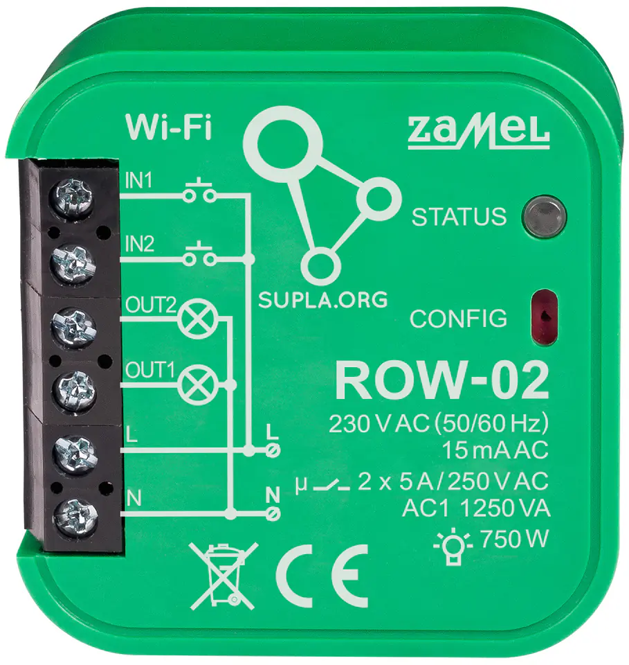 ⁨INTELIGENTNY PRZEŁĄCZNIK ROW-02 Wi-Fi SUPLA 230 V AC ZAMEL⁩ w sklepie Wasserman.eu