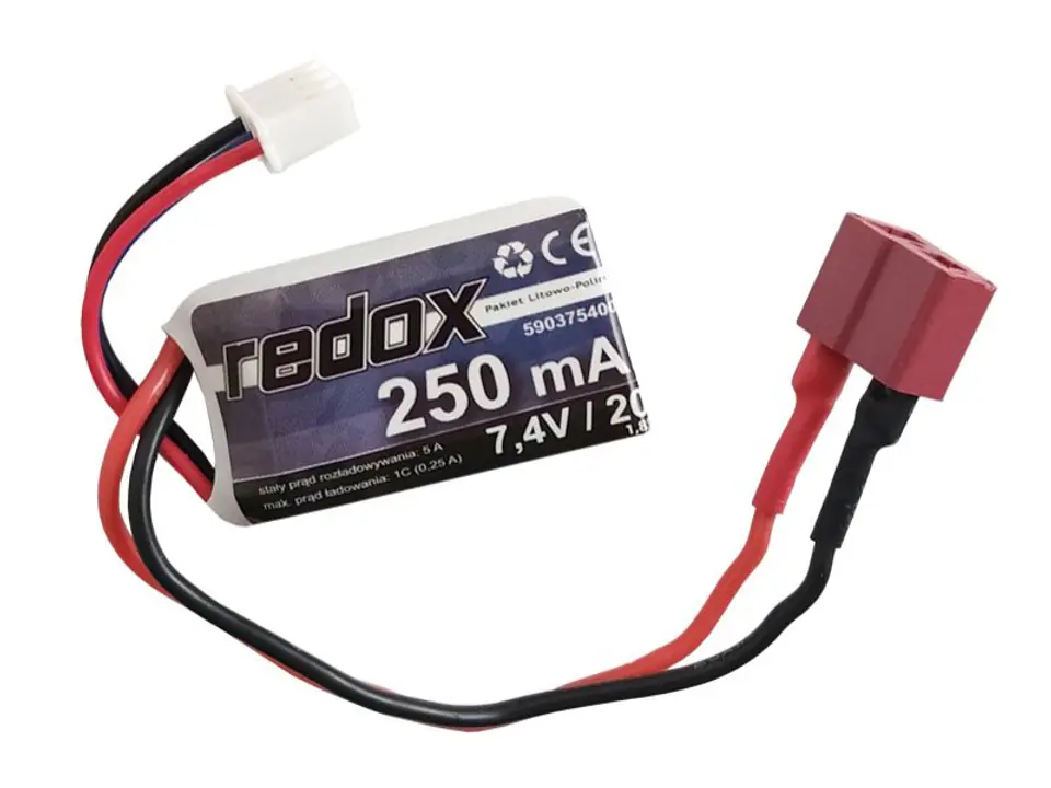 ⁨Redox 250 mAh 7,4V 20C DEAN - pakiet LiPo⁩ w sklepie Wasserman.eu