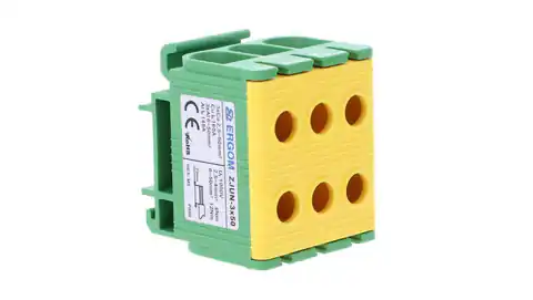 ⁨Złączka szynowa 3-torowa ZJUN-3x50 PE żółto-zielona R34RR-07020002401⁩ w sklepie Wasserman.eu