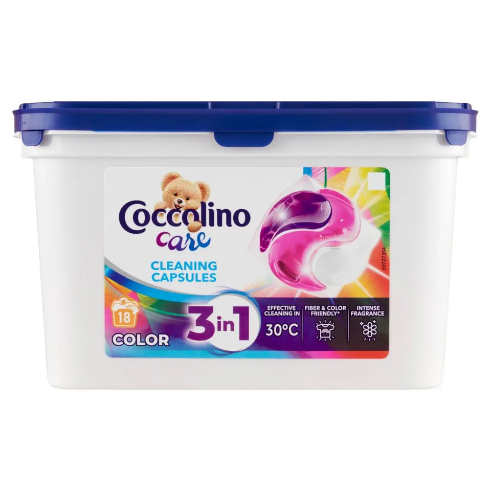 ⁨COCCOLINO Care Kapsułki 3w1 do prania kolorowych tkanin (18 prań) 311 g⁩ w sklepie Wasserman.eu