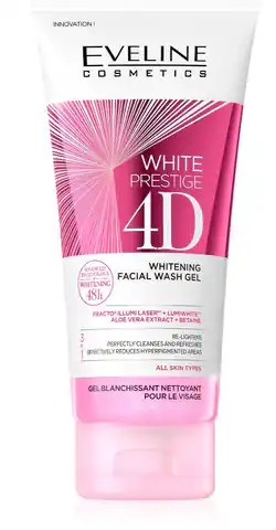 ⁨EVELINE White Prestige 4D Wybielający żel do mycia twarzy 3w1 200 ml⁩ w sklepie Wasserman.eu