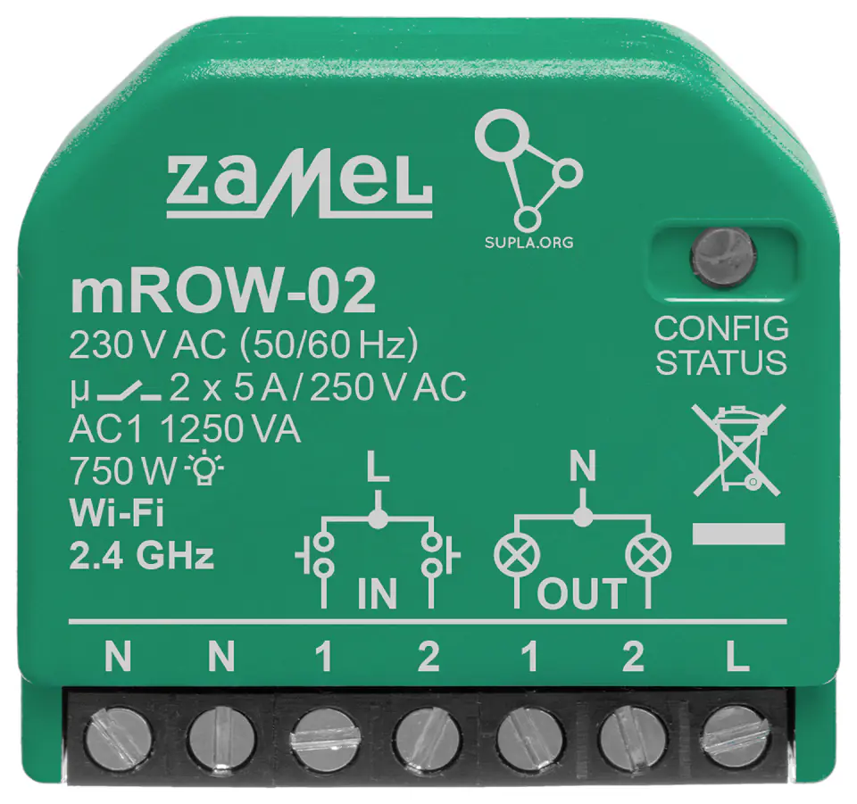 ⁨INTELIGENTNY PRZEŁĄCZNIK M/ROW-02 Wi-Fi SUPLA 230 V AC ZAMEL⁩ w sklepie Wasserman.eu