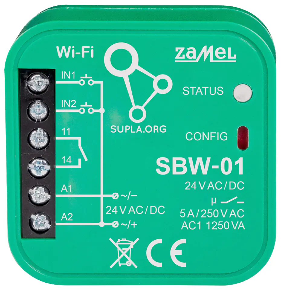 ⁨INTELIGENTNY STEROWNIK BRAM I DRZWI SBW-01 Wi-Fi, SUPLA 24 V AC/DC ZAMEL⁩ w sklepie Wasserman.eu