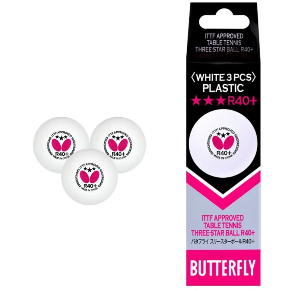 ⁨Piłeczki do tenisa stołowego Butterfly R40+ *** (kolor biały)⁩ w sklepie Wasserman.eu