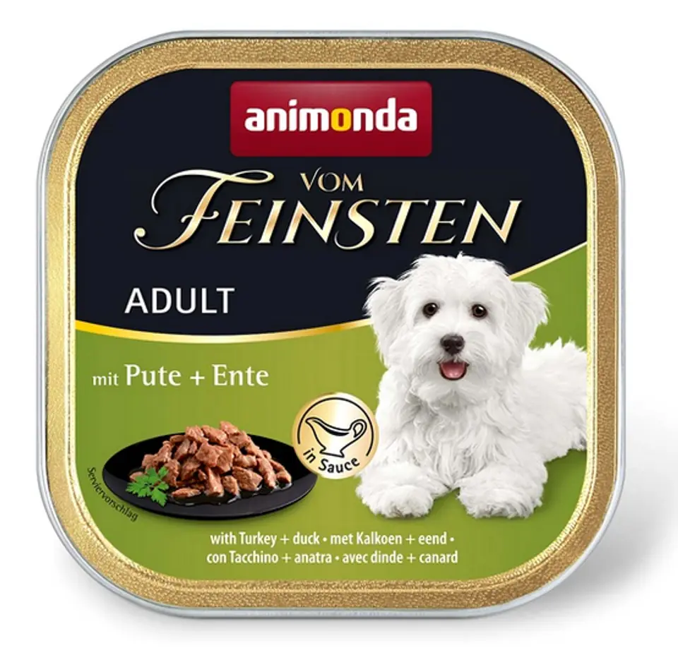 ⁨Animonda vom Feinsten Dog Adult Indyk i Kaczka w sosie tacka 150g⁩ w sklepie Wasserman.eu