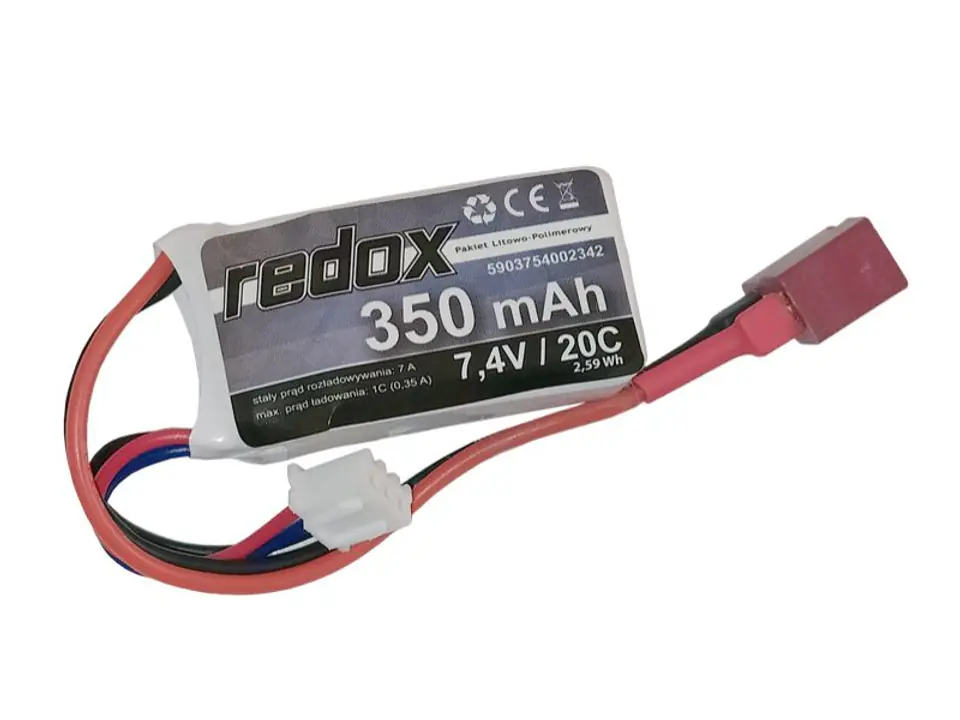 ⁨Redox 350 mAh 7,4V 20C DEAN - pakiet LiPo⁩ w sklepie Wasserman.eu