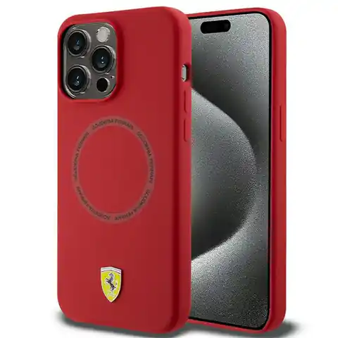 ⁨Ferrari FEHMP15XSBAR iPhone 15 Pro Max 6.7" czerwony/red hardcase Silicone Printed Ring MagSafe⁩ w sklepie Wasserman.eu