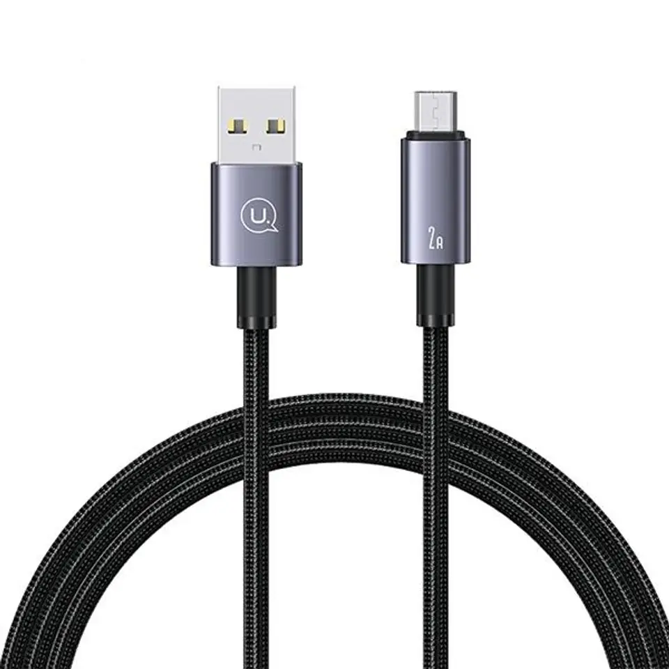 ⁨USAMS Kabel USB na Micro-USB 2A 2m Fast Charging stalowy/tarnish SJ670USB01 (US-SJ670)⁩ w sklepie Wasserman.eu
