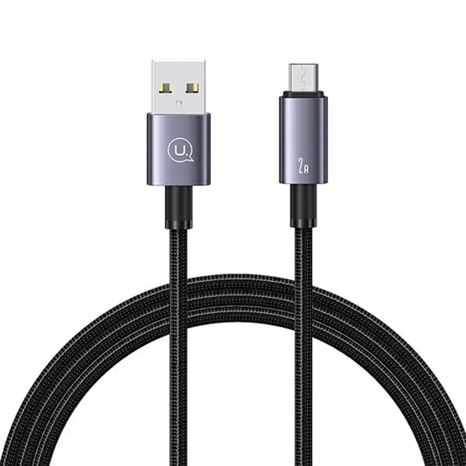 ⁨USAMS Kabel USB na Micro-USB 2A 1,2mFast Charging stalowy/tarnish SJ668USB01 (US-SJ668)⁩ w sklepie Wasserman.eu
